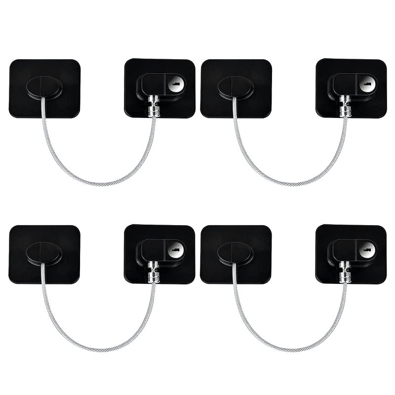 YEYA Refrigerator Lock, Baby Proof Cabinet Locks with Keys, Safety Cabinets Locks for Toddler 4 Pack - Image 1